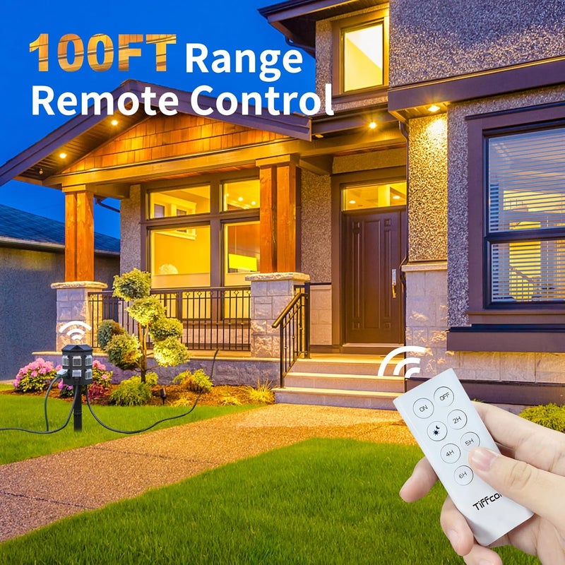 Tiffcofio Outdoor Power Strip with 50 FT Extension Cord, 100FT Remote Control, Dusk to Dawn Light Timer Waterproof, 6 Grounded Outlets for Yard, Pool and Garden, ETL Listed (50 FT) - Image 3